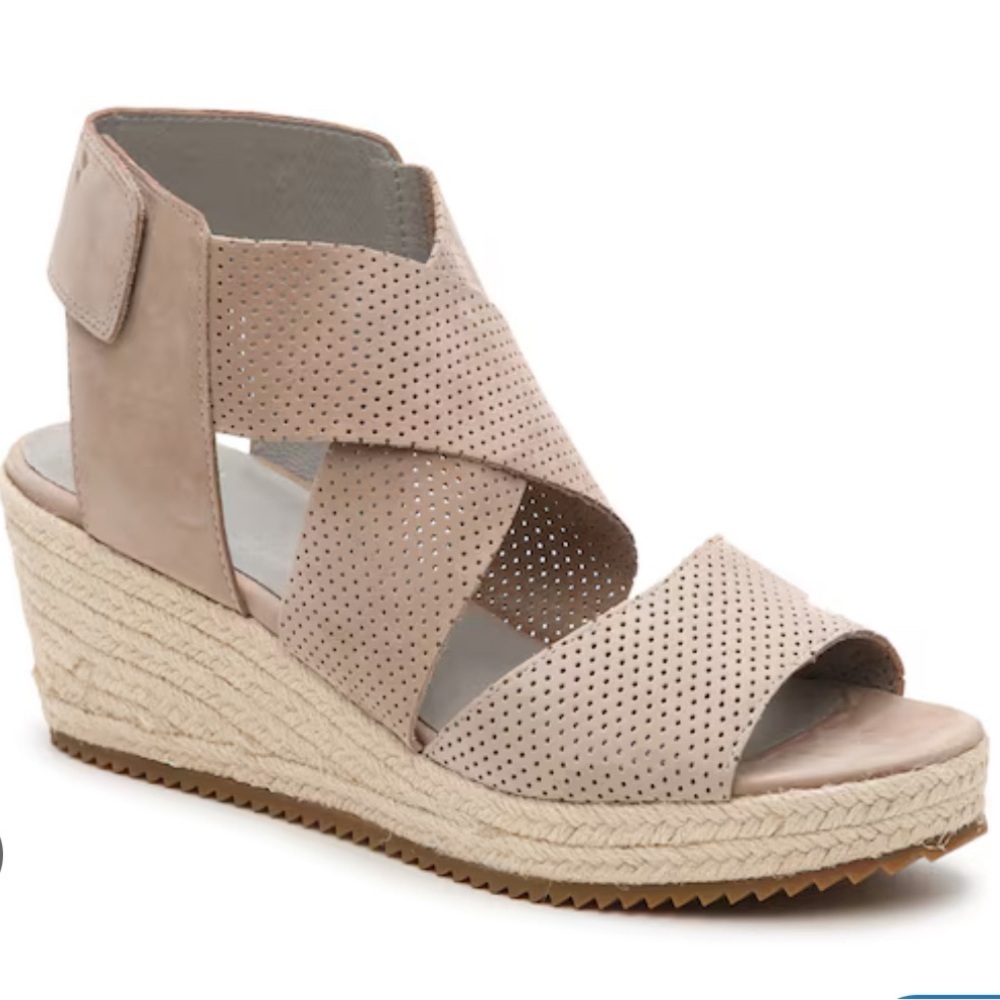 Eileen Fisher Willow 2 Platform Espadrille Sandals w/ Perforated Straps - Mauve